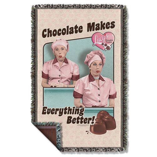 I Love Lucy Chocolate Woven Tapestry Blanket